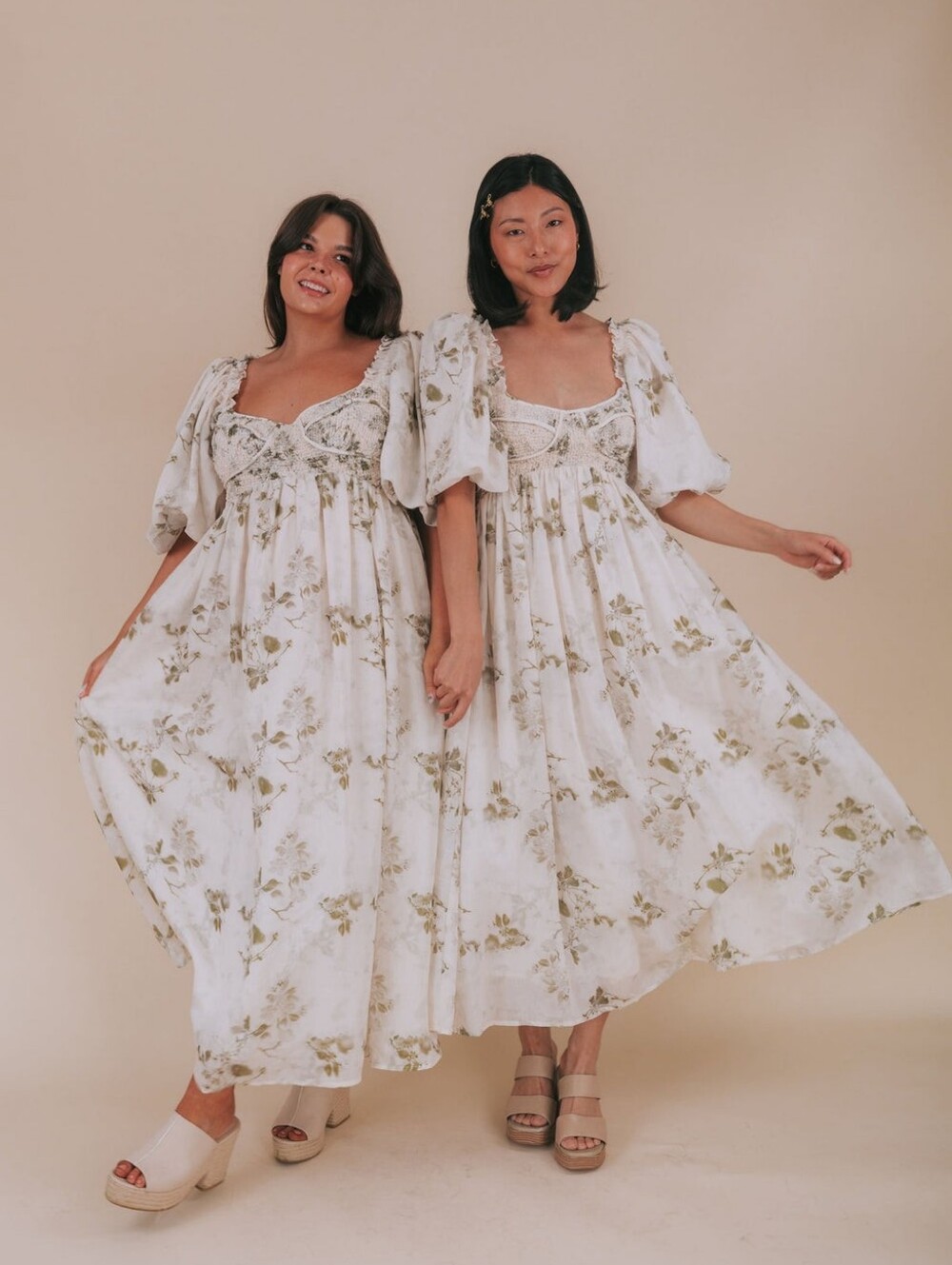 One Loved Babe Ivory Floral Puff-Sleeve Maxi Dress - Picture 15 of 15